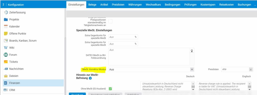 Mehrwertsteueranpassung Screenshot 3